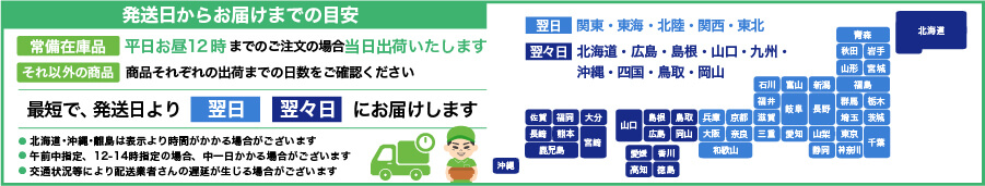 発送日からお届けまでの目安